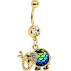 Body Candy Anodized Steel Clear Accent Mermaid Scale Elephant Dangle B