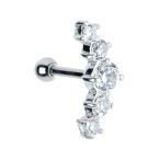 Body Candy Stainless Steel Barbell 925 Sterling Silver Clear Dazzle Le