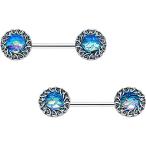 Body Candy Steel Brilliant Blue Accent Blue Mermaid Scale Barbell Nipp