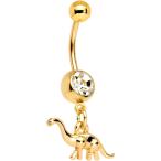 Body Candy Anodized Steel Clear Accent Big Bad Brontosaurus Dangle Bel