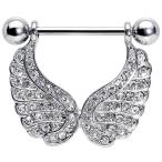 Body Candy Stainless Steel Clear Wings of an Angel Dangle Nipple Ring