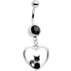 Body Candy Stainless Steel Black Accent Got Your Heart Black Cat Dangl