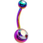 Body Candy Rainbow Aurora Double Belly Button Ring