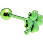 Body Candy Stainless Steel Gleaming Green Four Leaf Clover Barbell Ton