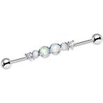 Body Candy Stainless Steel White Synthetic Opal Clear Accent Industria