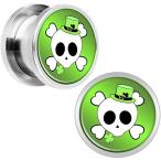 Body Candy Stainless Steel St. Patty's Skull and Crossbones Screw Fit