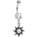 Body Candy Stainless Steel Clear Accent Frosted White Orb Spun Sun Dan