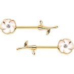 Body Candy Womens Stainless Steel 5/8" Clear Gold Toned White Buttercu