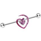 Body Candy Stainless Steel Pink and Glitter Cut Out Heart Helix Earrin