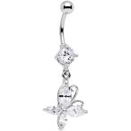 Body Candy Stainless Steel Clear Accent Butterfly Dangle Belly Ring