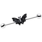 Body Candy Stainless Steel Clear Black Halloween Bat Helix Earring Ind