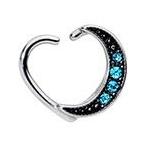 Body Candy 3/8" 16G Steel Blue Accent Crescent Moon Left Heart Closure