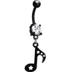 Body Candy Clear Black Musical Star Dangle Belly Ring