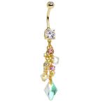 Body Candy Gold Plated Handcrafted Clear Champagne Dangle Belly Ring C