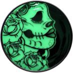 Body Candy Anodized Titanium Over Steel Black Gothic Rose Skull Glow i