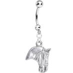 Body Candy Stainless Steel Time to Ride Horse Head Dangle Belly Ring 1