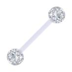 Body Candy Bioplast Clear Glitter Acrylic Ball Barbell Tongue Ring