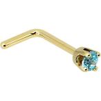 Body Candy Solid 14k Yellow Gold 2mm Mint Green Cubic Zirconia L Shape
