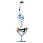 Body Candy Stainless Steel Light Blue Happy Hour Martini with Penguin