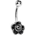 Body Candy Black Dark Garden Rose Belly Button Ring