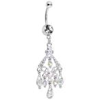 Body Candy Stainless Steel Clear Luminous Kite Chandelier Belly Ring