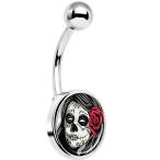 Body Candy Stainless Steel Katrina Sugar Skull with Rose Belly Button