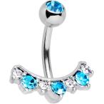 Body Candy Steel Clear Brilliant Blue Accent Sweeping Beauty Arc Belly