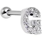 Body Candy Stainless Steel Clear Accent Paved Initial G Tragus Cartila