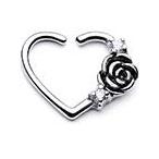 Body Candy 3/8" Womens 20G 316L Steel Rose Left Heart Closure Ring Lef