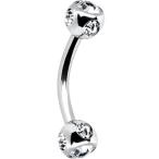 Body Candy Clear Accent Stainless Steel Curved Eyebrow Ring 16 Gauge