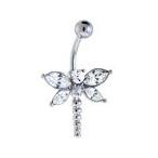 Body Candy Clear Winged Dragonfly Belly Button Ring