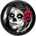 Body Candy Black Anodized Steel Katrina Sugar Skull with Rose Screw Fi