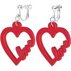 Red Acrylic Heart Full of Love Clip On Earrings