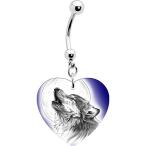 Body Candy Unisex Adult Heart Moon Howling Wolf Belly Button Ring