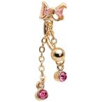 Body Candy Gold IP Stainless Steel Pink Drops Sparkling Bow Top Mount