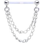 Body Candy Handcrafted Acrylic PTFE Double Dangle Chain Septum Ring 16
