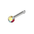 Sterling Silver 1.4mm Aurora Nose Stud Bone Created with Swarovski Cry