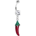 Body Candy Stainless Steel Clear Green Red Accent Caliente Hot Pepper