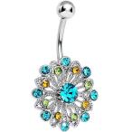 Body Candy Women's Stainless Steel Peacock Flower Belly Button Ring