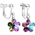 Body Candy Handcrafted Vitrail Light Flower Clip Earrings Created with