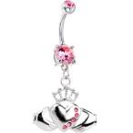Body Candy Stainless Steel Passion Pink Accent Irish Claddagh Dangle B