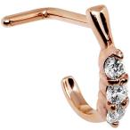 Body Candy Rose Gold PVD Steel Clear Accent Faux Hoop L Shaped Nose St