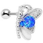 Body Candy Steel Blue Synthetic Opal Butterfly Right Cartilage Earring