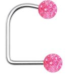 Body Candy 14 Gauge Pink Acrylic Glitter Ball Lippy Loop Labret