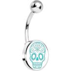 Body Candy Unisex Adult White Greenish Blue Sugar Skull Belly Button R