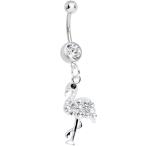 Body Candy Clear Ready to Party Flamingo Dangle Belly Ring