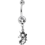 Body Candy Steel Clear Accent Mane Unicorn Dangle Belly Ring