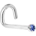 Body Candy Solid 14k White Gold 1.5mm Genuine Blue Sapphire Left Nose