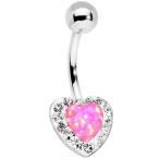 Body Candy Stainless Steel Pink Synthetic Opal Clear Accent Heart Bott