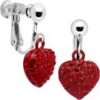 Little Red Heart Clip On Earrings